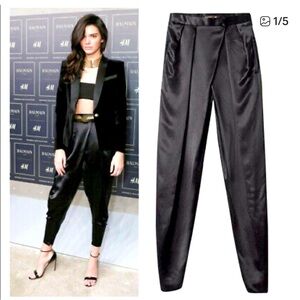 Balmain X H&M Black Satin Ankle Pants